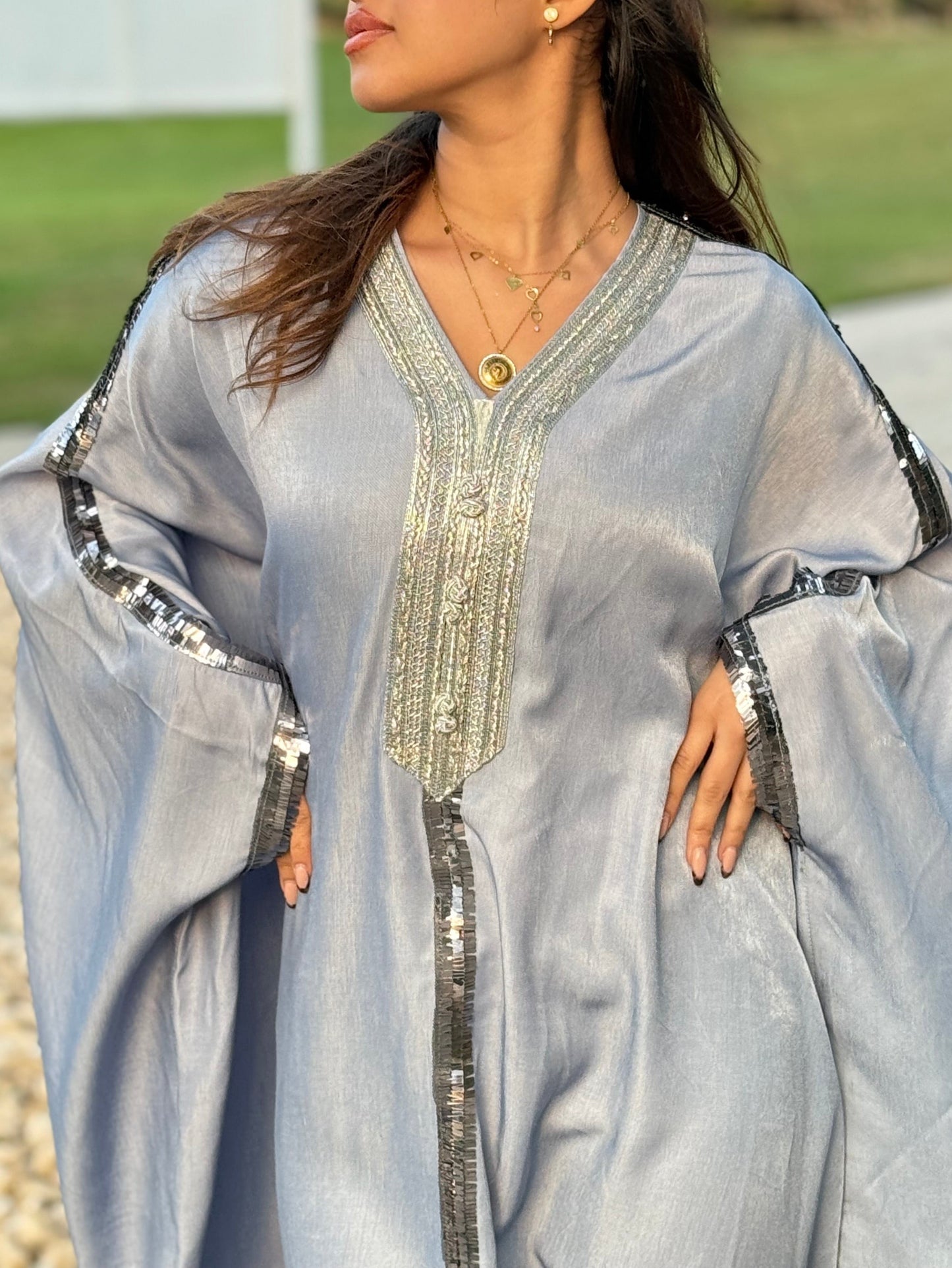Silver Hostess Glam Abaya