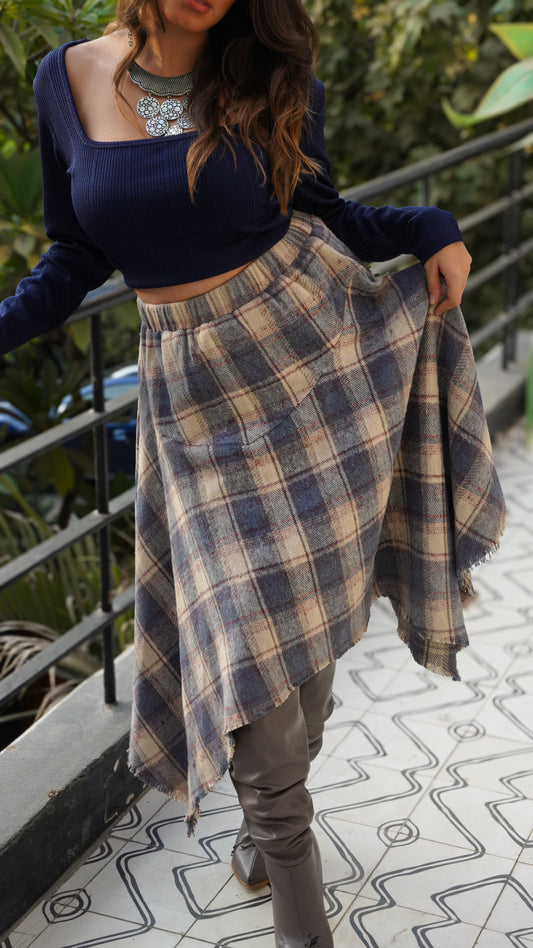 Navy plaid skirt
