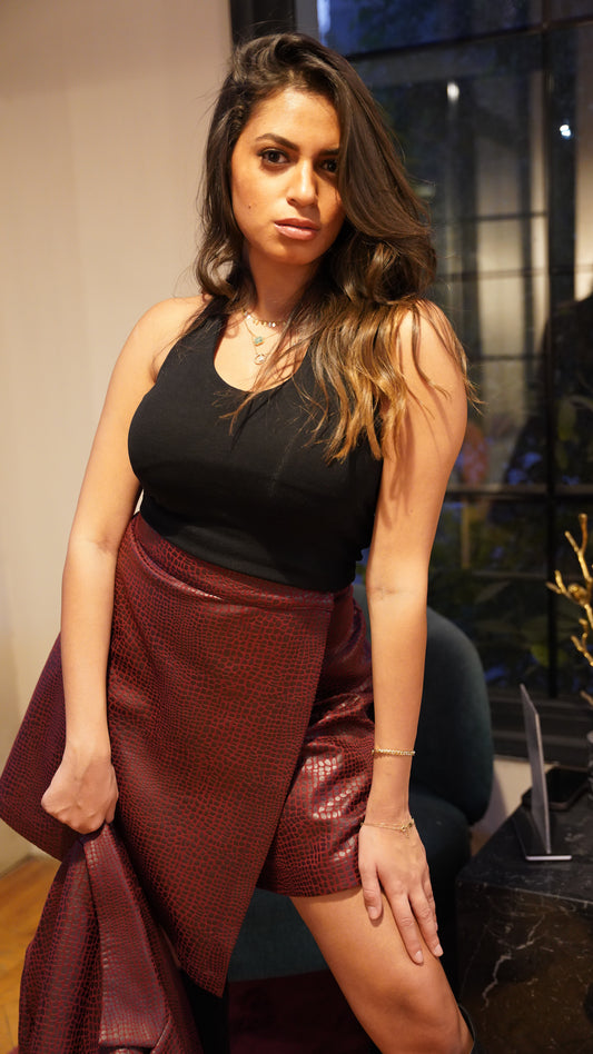 Burgundy short skirt