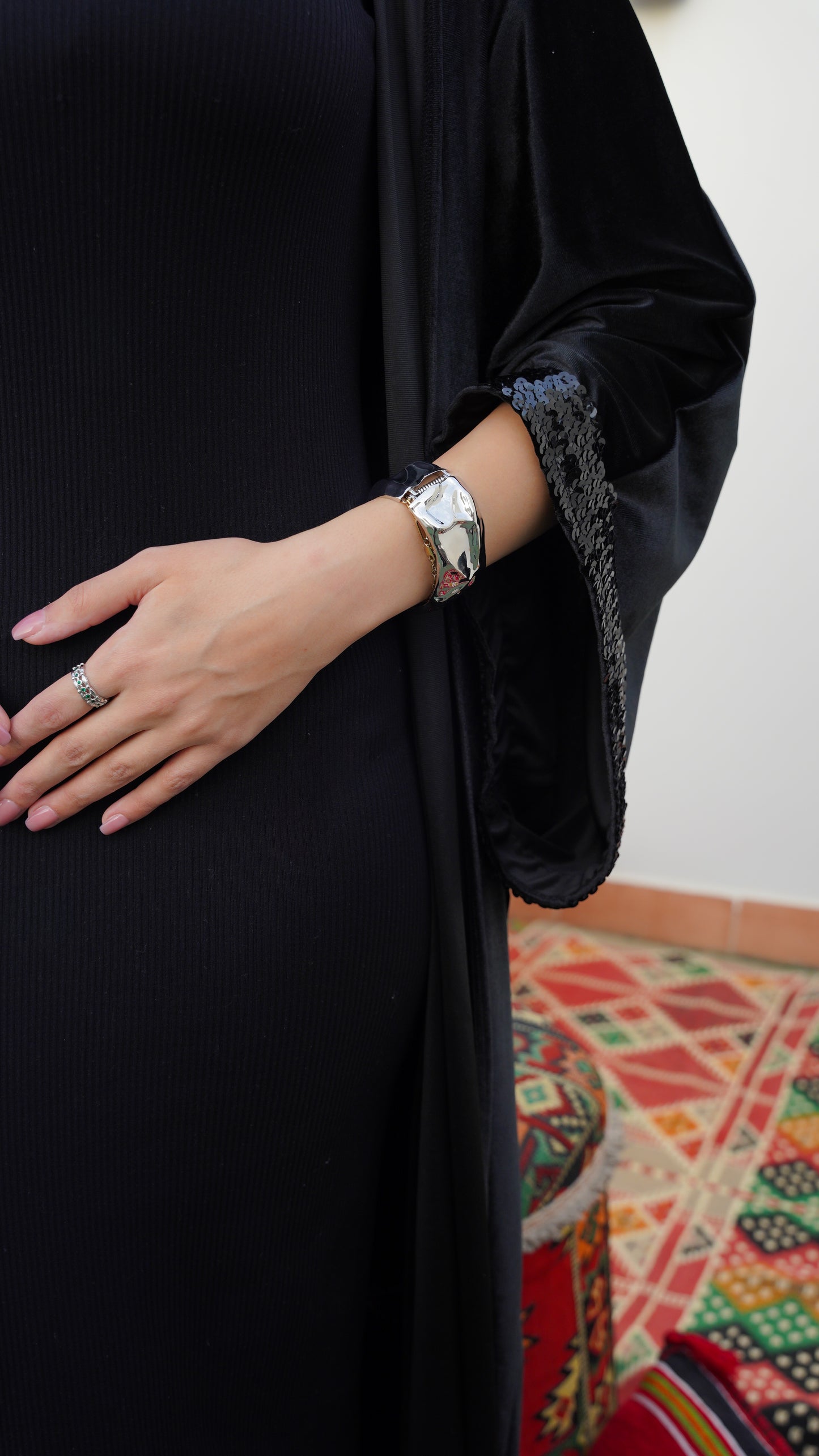 paillette noire kaftan