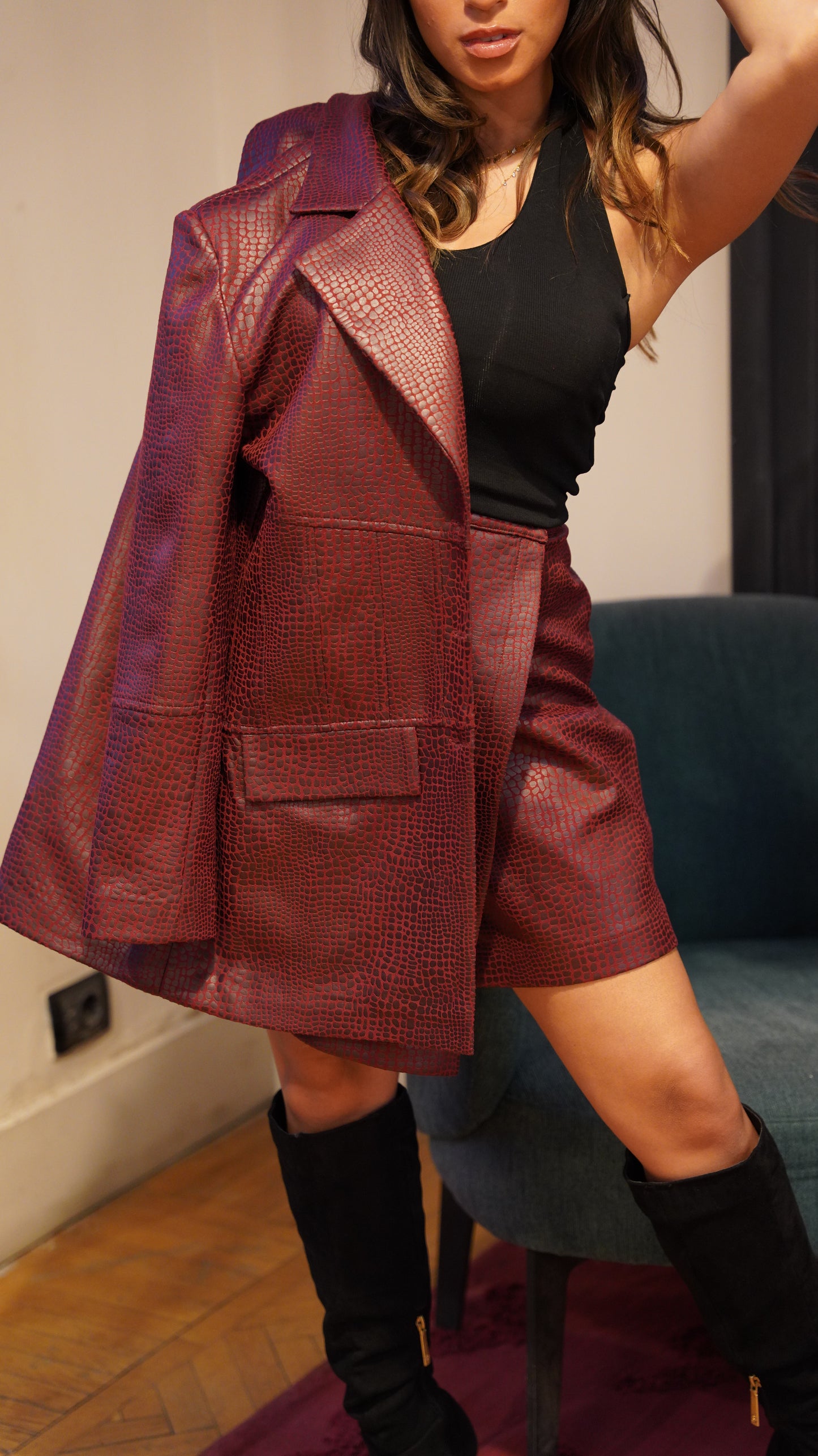 Burgundy luxe blazer