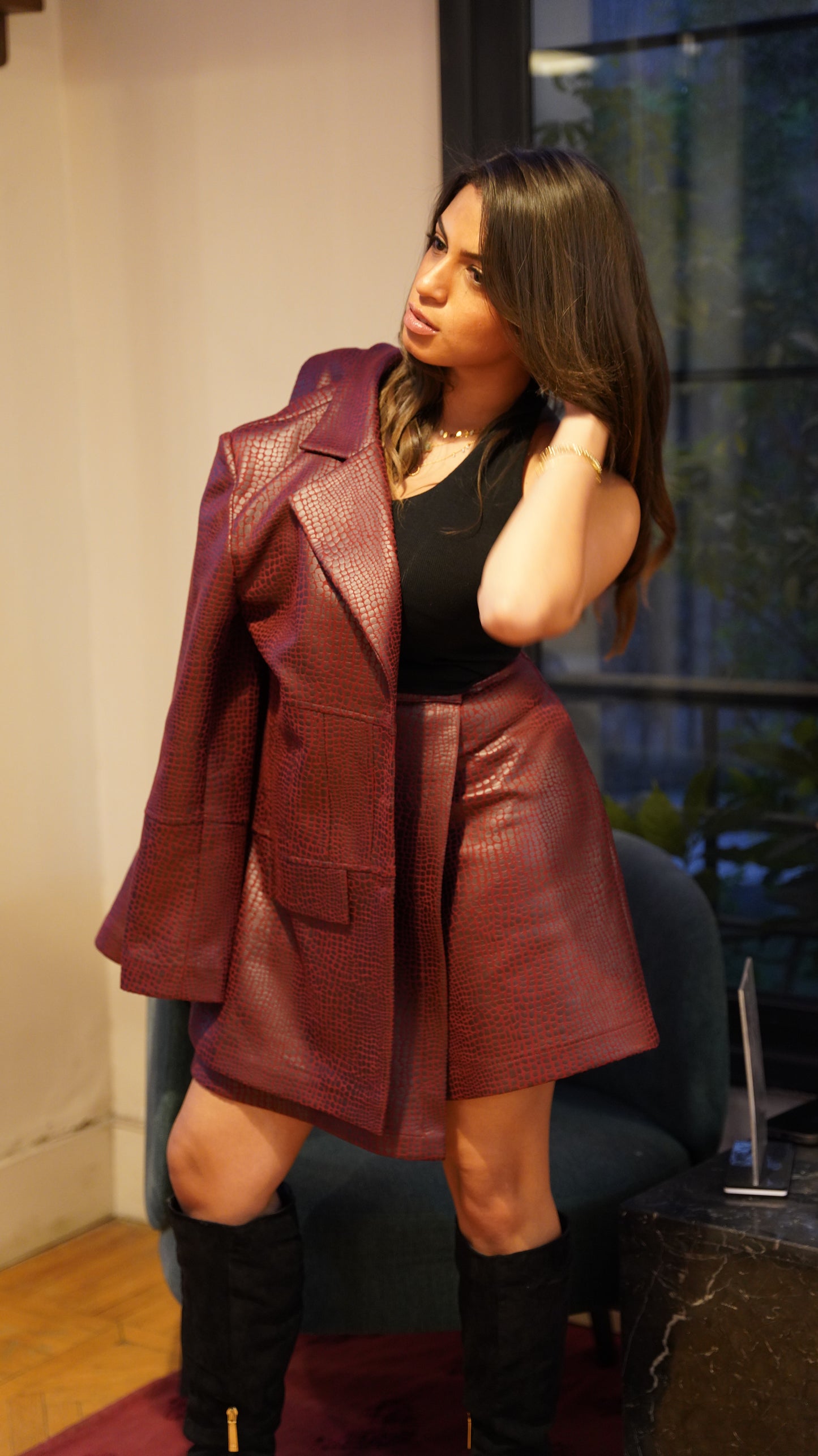 Burgundy luxe ensemble