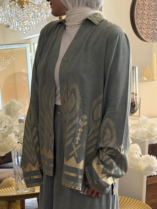 Golden Pace Olive  Linen Set