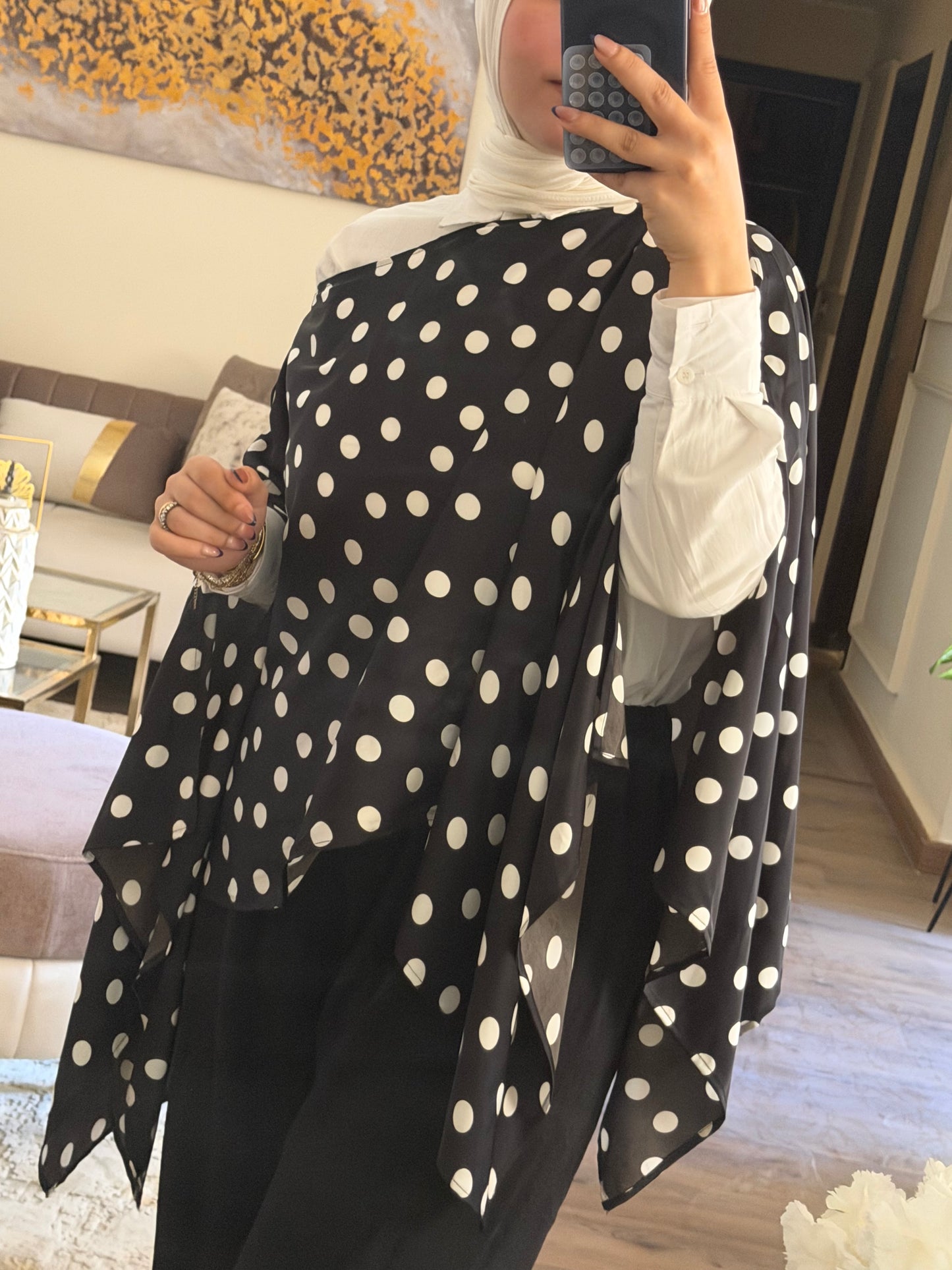 five-in-one polka-dot blouse