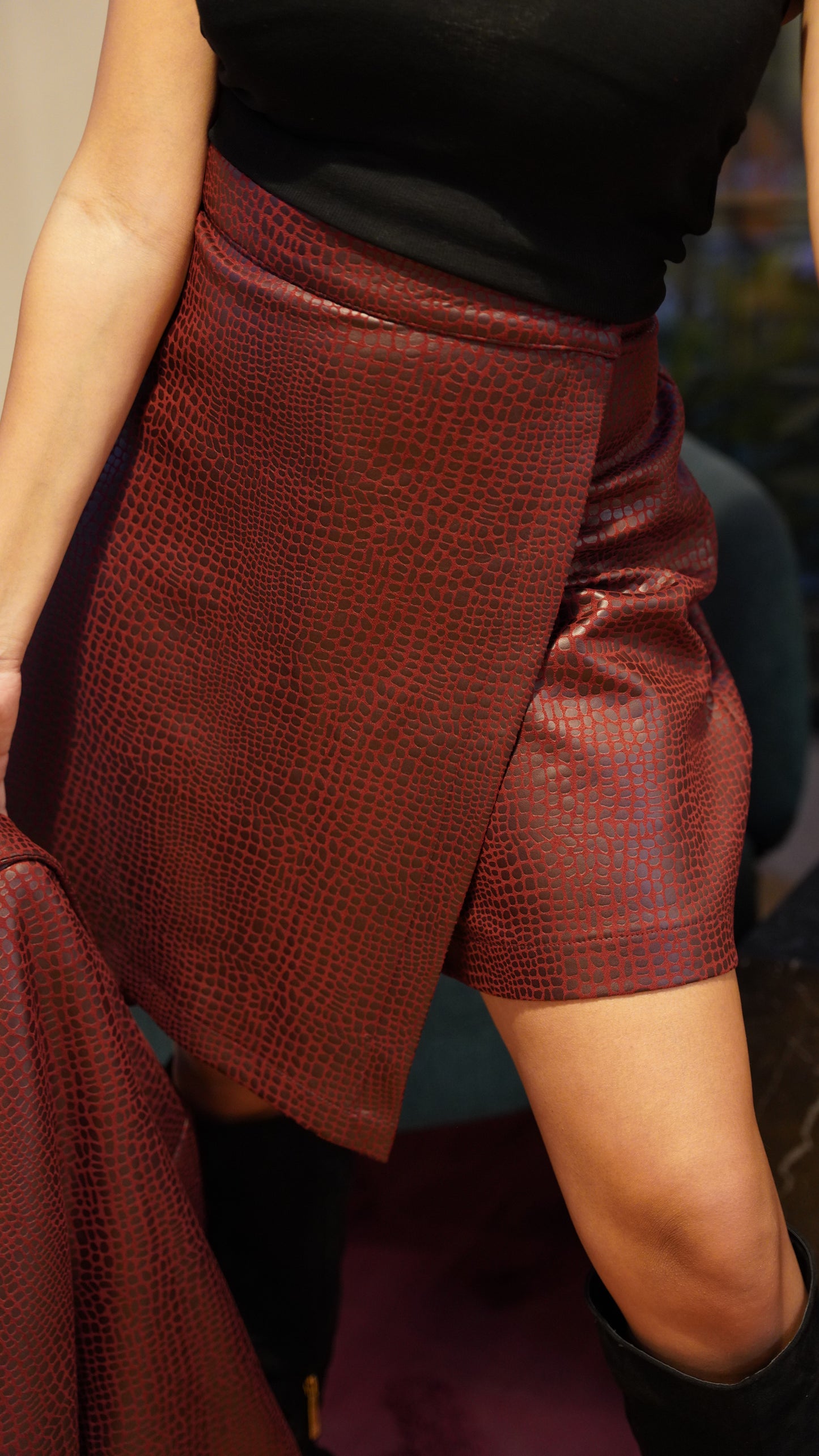 Burgundy short skirt