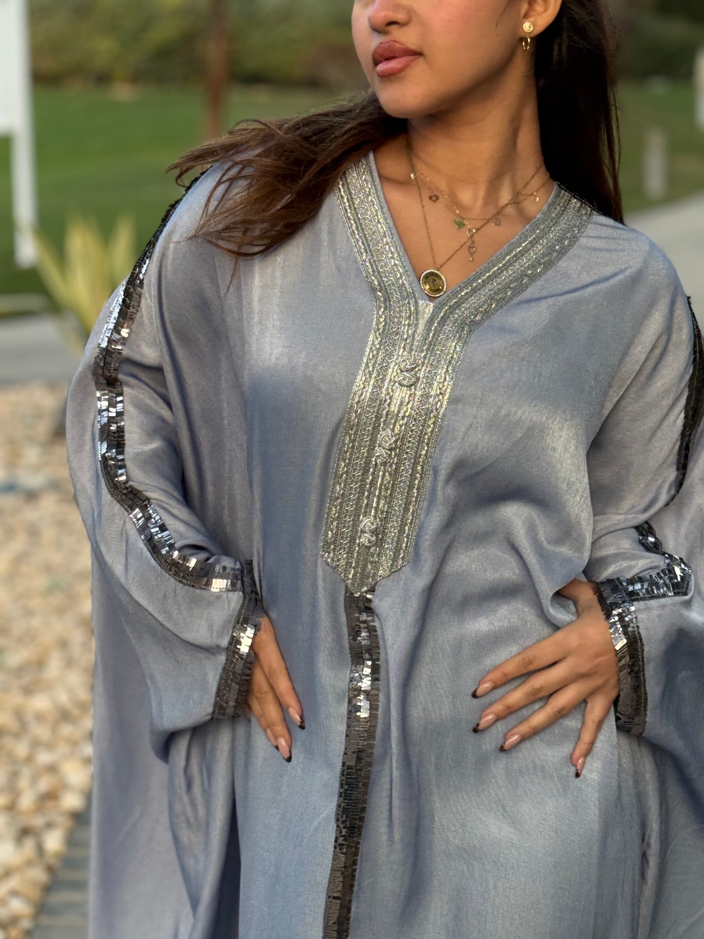 Silver Hostess Glam Abaya